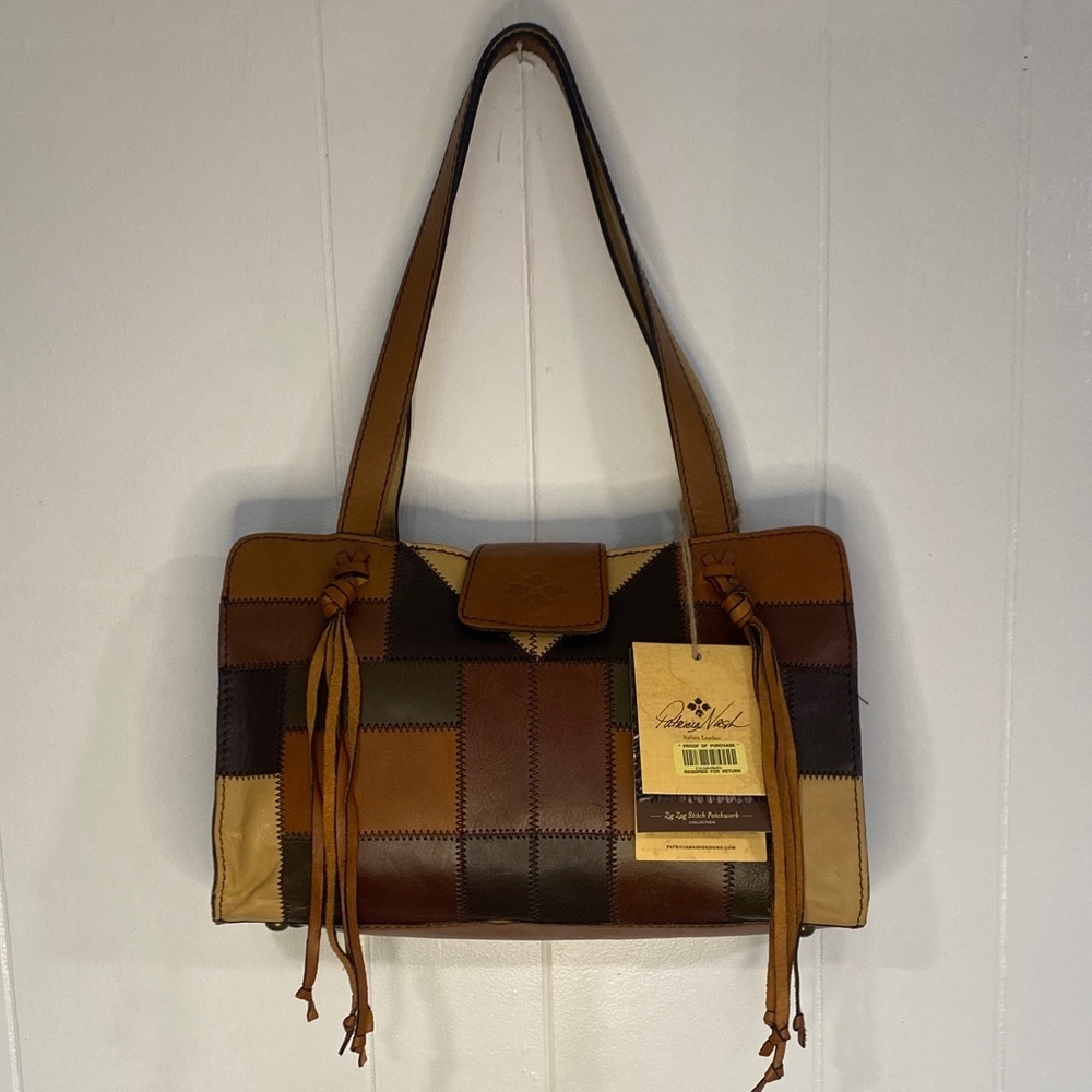Patricia Nash Rienzo Patchwork Leather Satchel Boho Artisan Western Festival Bag